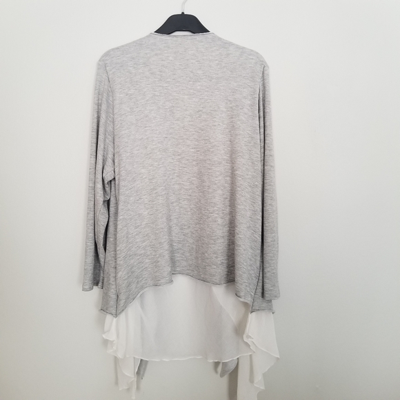 Kim & Cami 1X gray waterfall layered cardigan - Picture 5 of 6